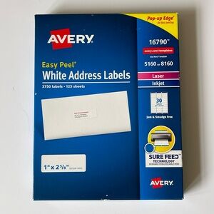 Avery Easy Peel White Adhesive Address Labels with Sure Feed Technology